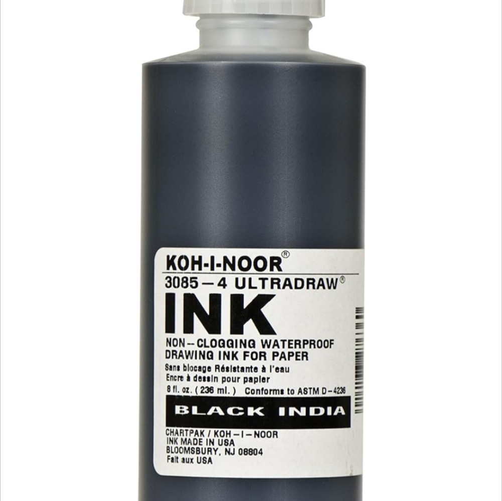 Koh-I-Noor Ultradraw Pigment-Based Ink, 8 Oz. Bottle, Black